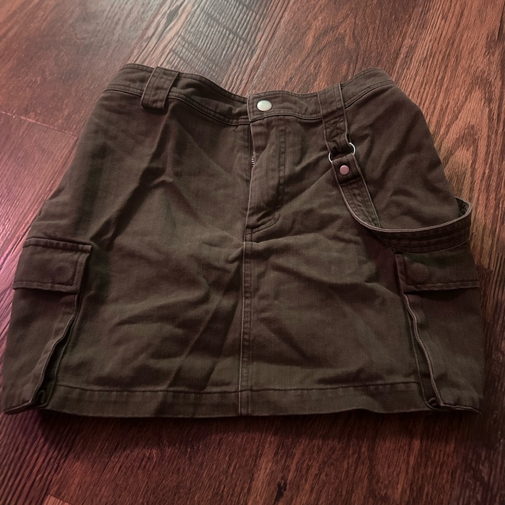Green Mini Skirt with Pockets
